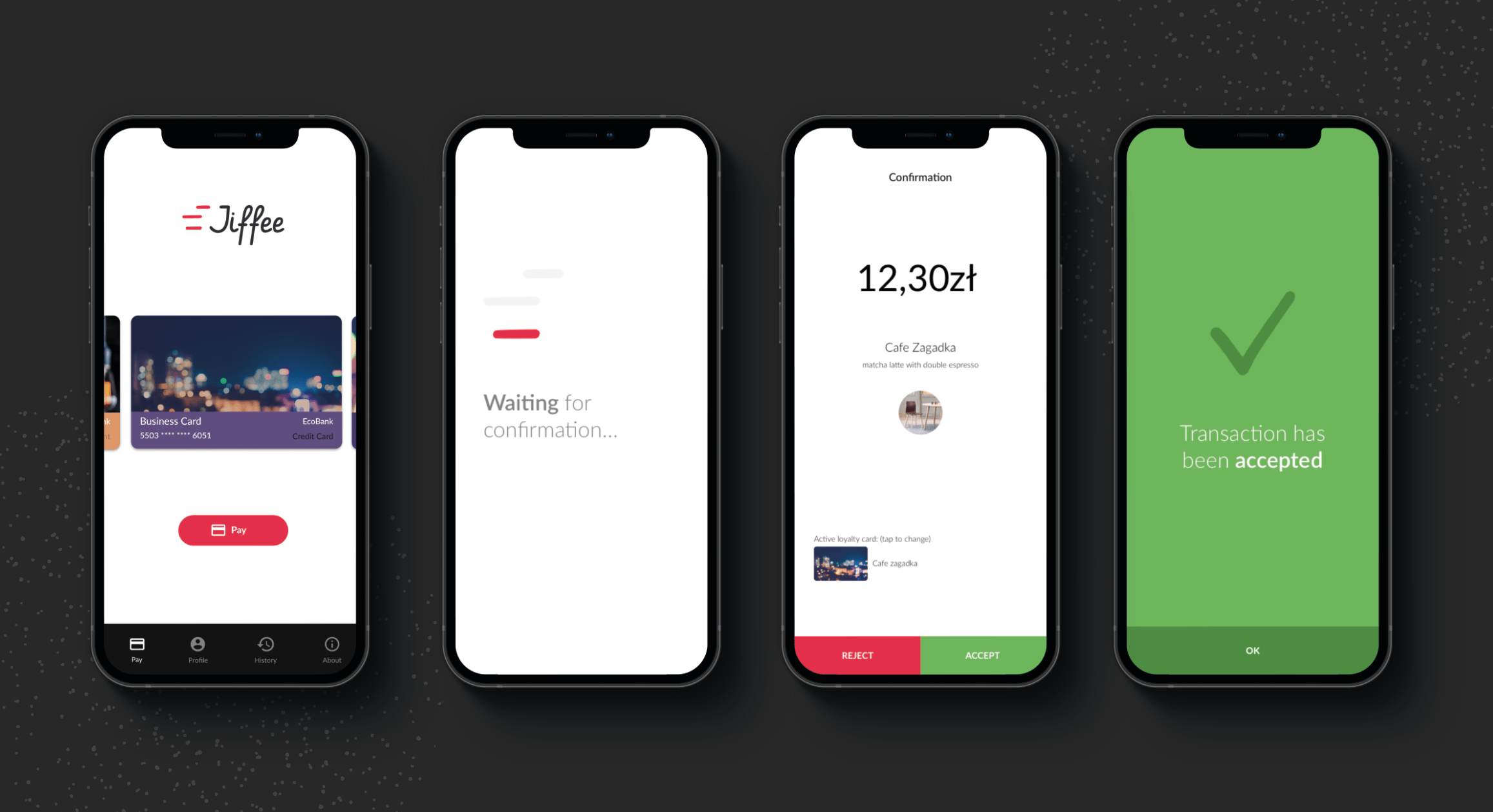 Mobile phones with Jiffee mobile application