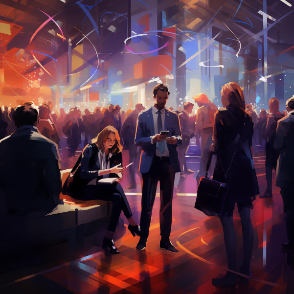 A group of people in the fintech conference