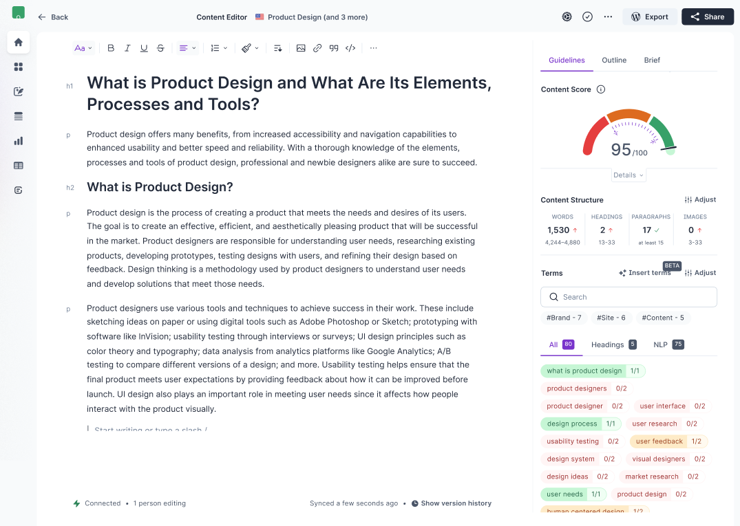 surferseo writing tool