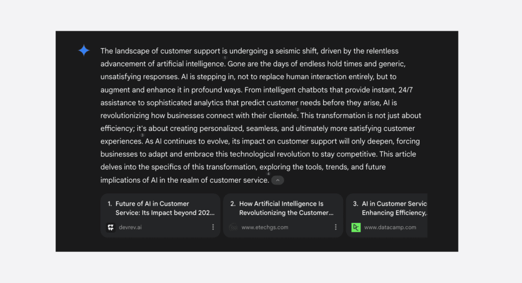 gemini explanation of customer support and AI impact on it