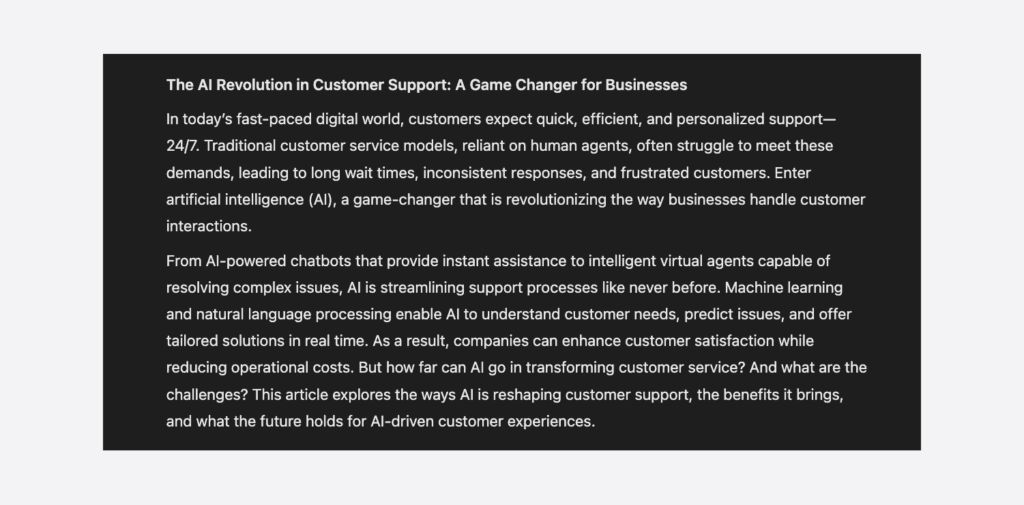 Chatgpt generated an introduction to an article about ai revolution