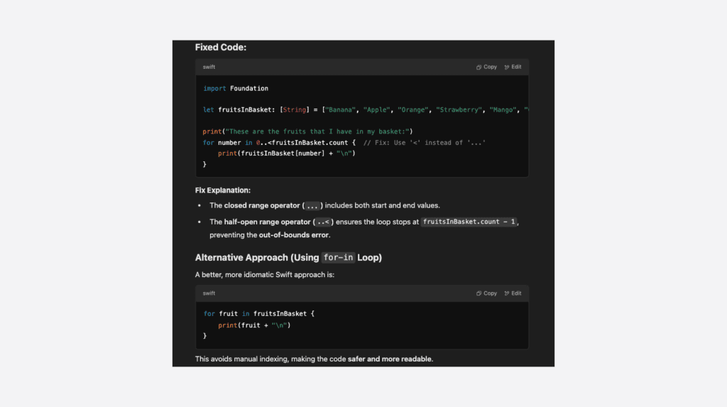 fixed code in chatgpt and the explanation