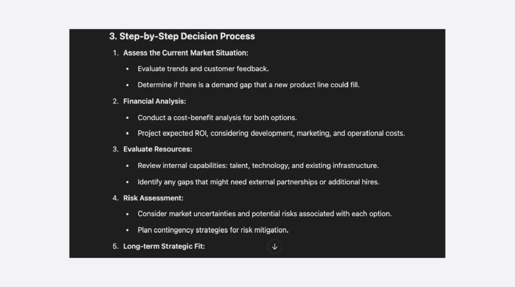 ChatGPT offered a step-by-step decision process