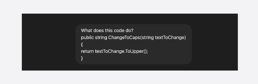 Prompt to explain what code does