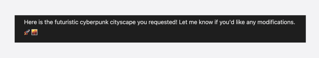 ChatGPT informs that it generated an image based on a prompt