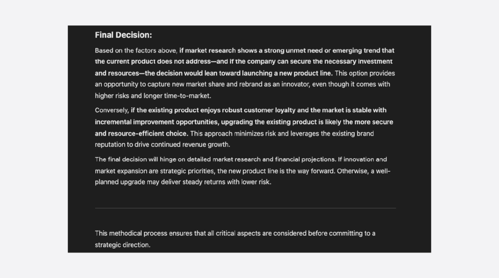 GPT generated a final decision suggestion