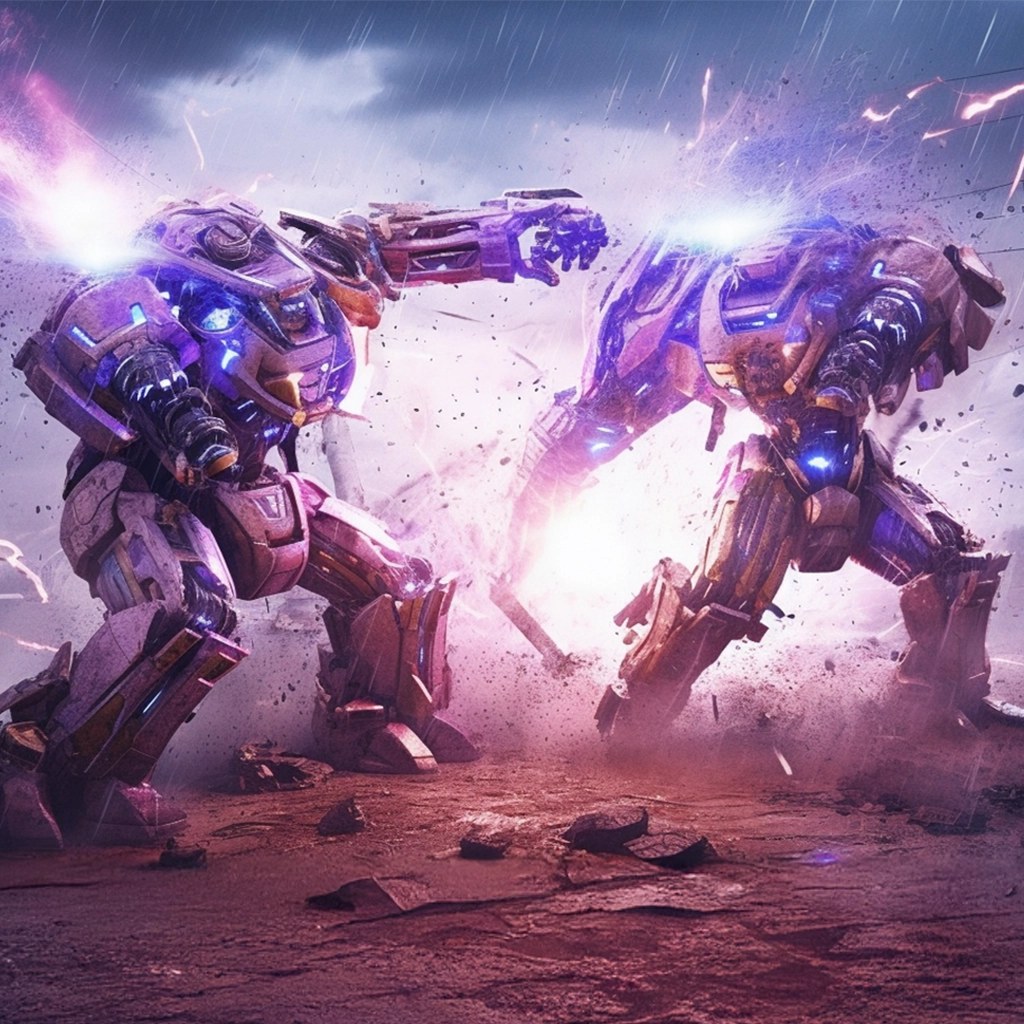 Two AI assistants fighting which symbolizes the battle between two powerful AIs: Gemini AI and ChatGPT