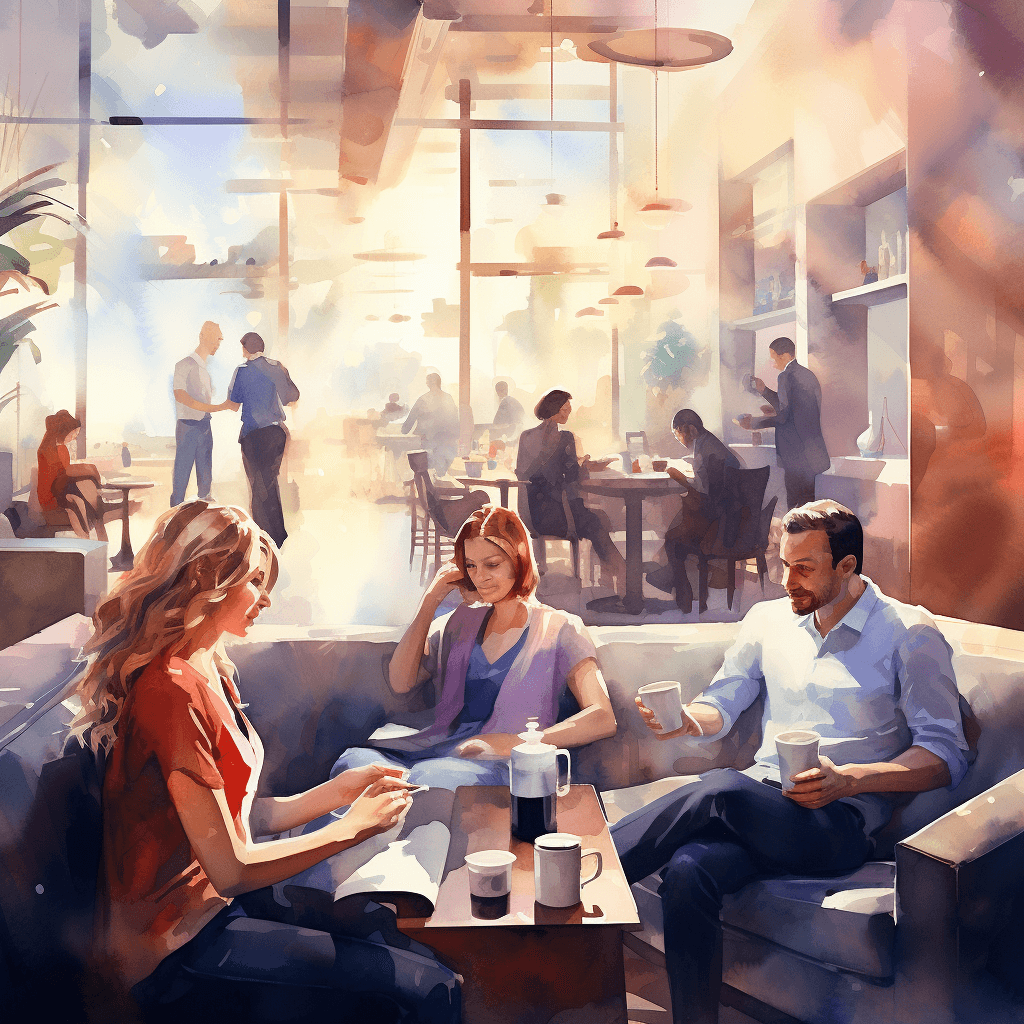 employer of record - people chatting, drinking coffee and doing business