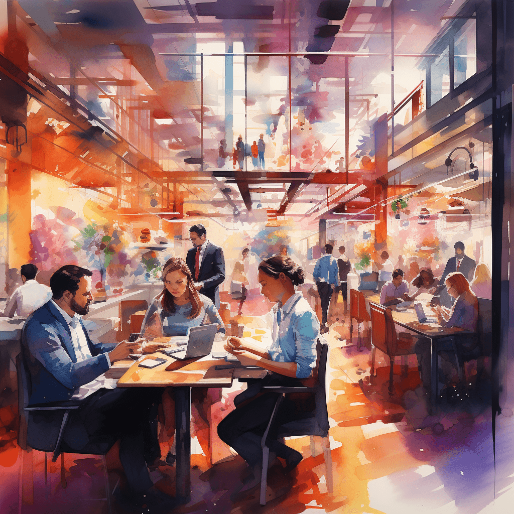 employer of record - people working in the open space, sitting at the desks, drinking coffee