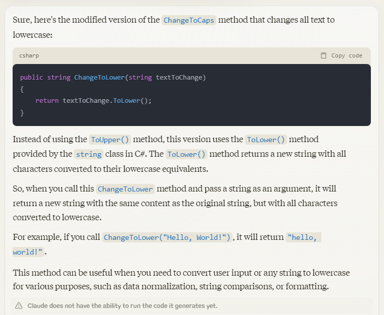 The explanation of method generated by Claude AI