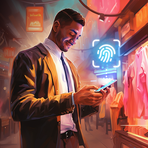 A young man is logging into the bank account using the banking mobile app