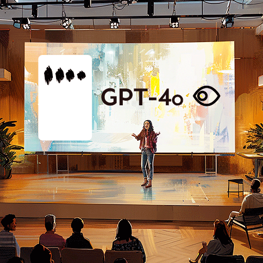 A woman in the office presenting chat gpt 4o