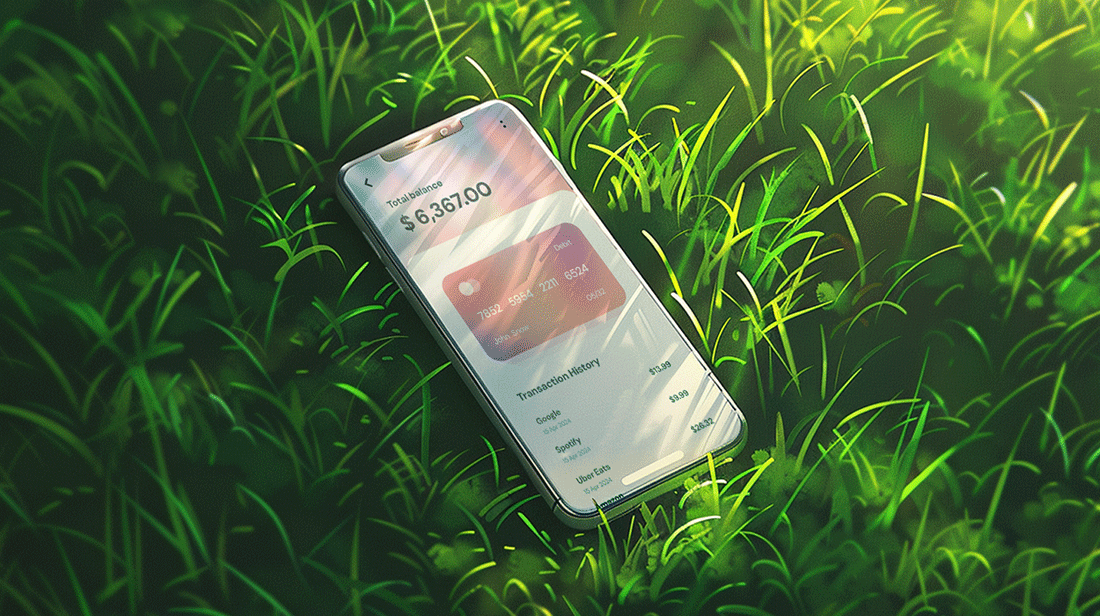 graphics of an eco mobile phone on the grass