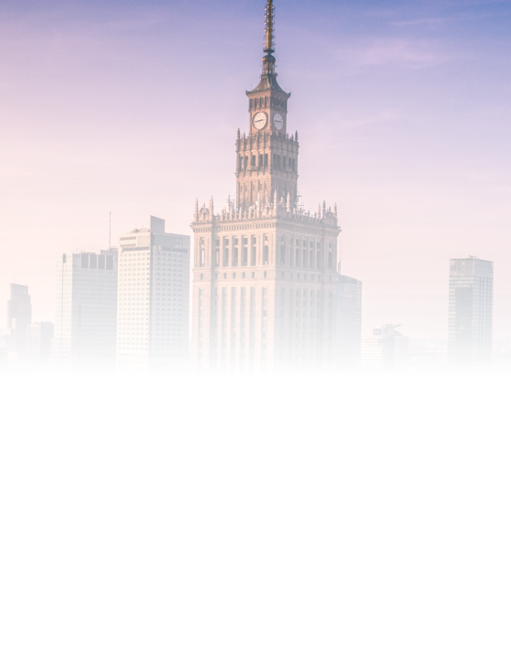 Aerial view of Warsaw skyline