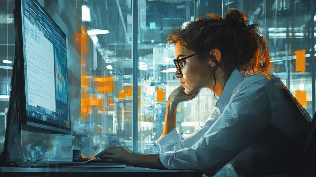 a person is analyzing some problems on a screen