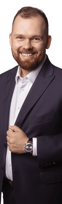A confident young man in a suit