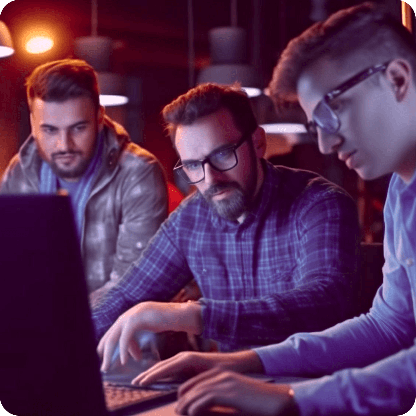3 web developers are discussing IT outsourcing