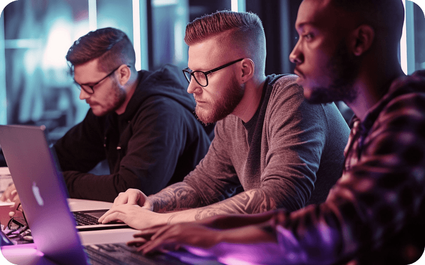3 developers are searching information about recruitment process outsourcing in Internet