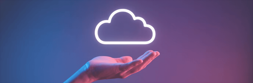 a hand and a vector style cloud