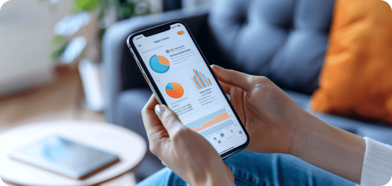 A person is checking statistics in her mobile app