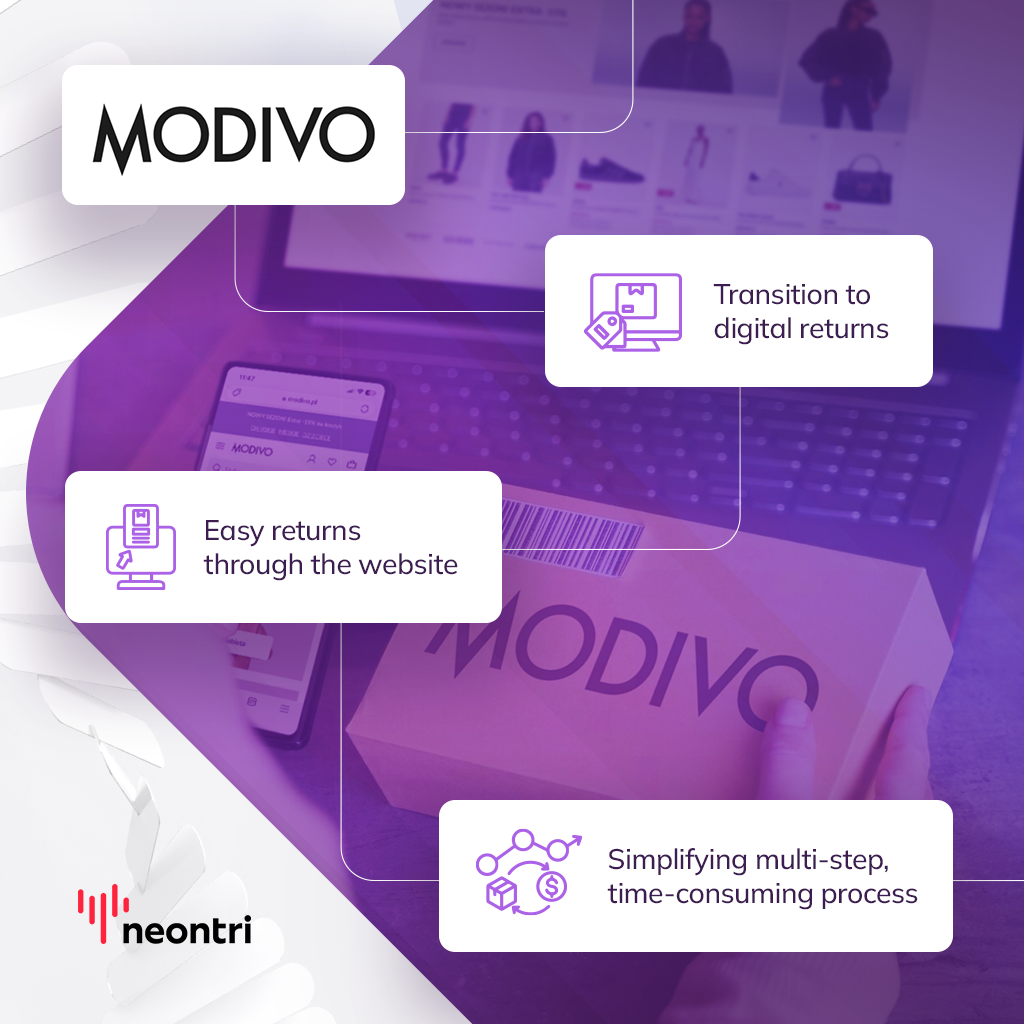 Neontri streamlined Modivo's return process, reducing paperwork and enhancing customer experience.