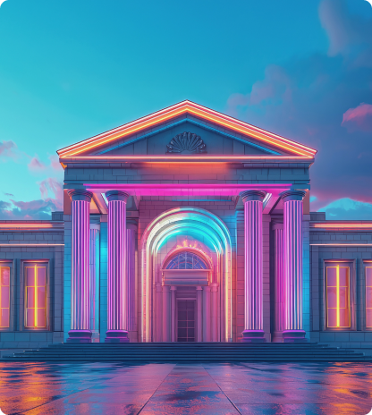 A neon style building