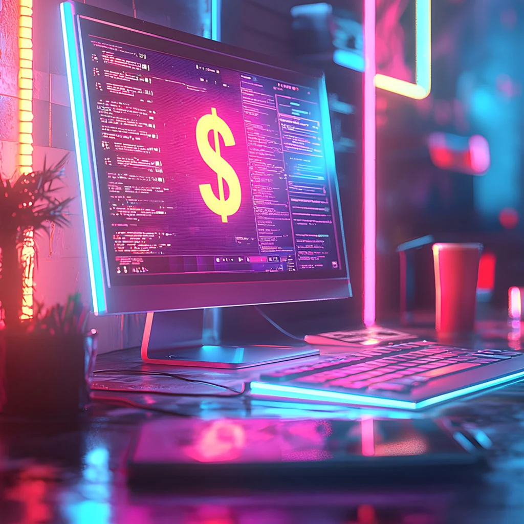 Dollar sign on a computer screen