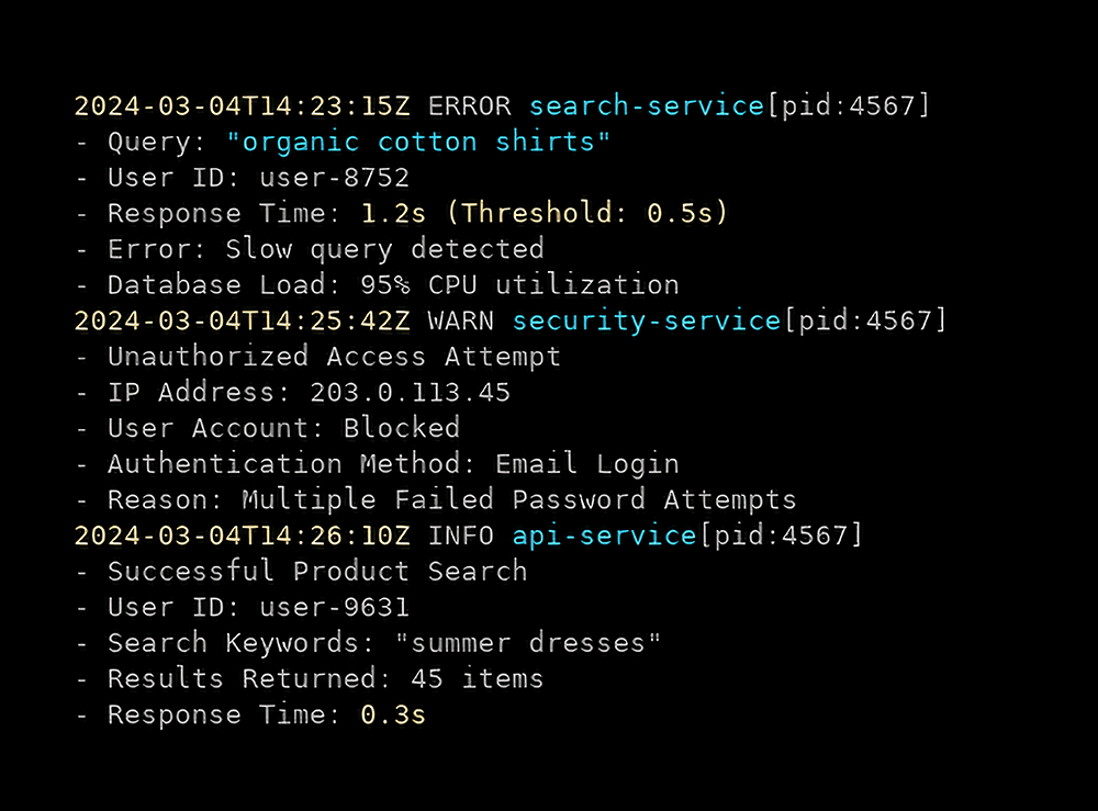 An example of DevOps observability logs