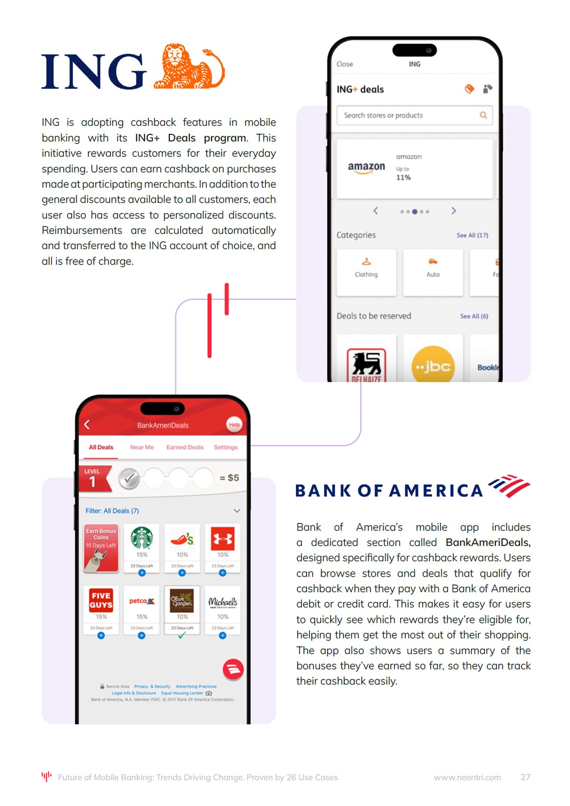 Mobile phones and logos of ING bank and Bank of America