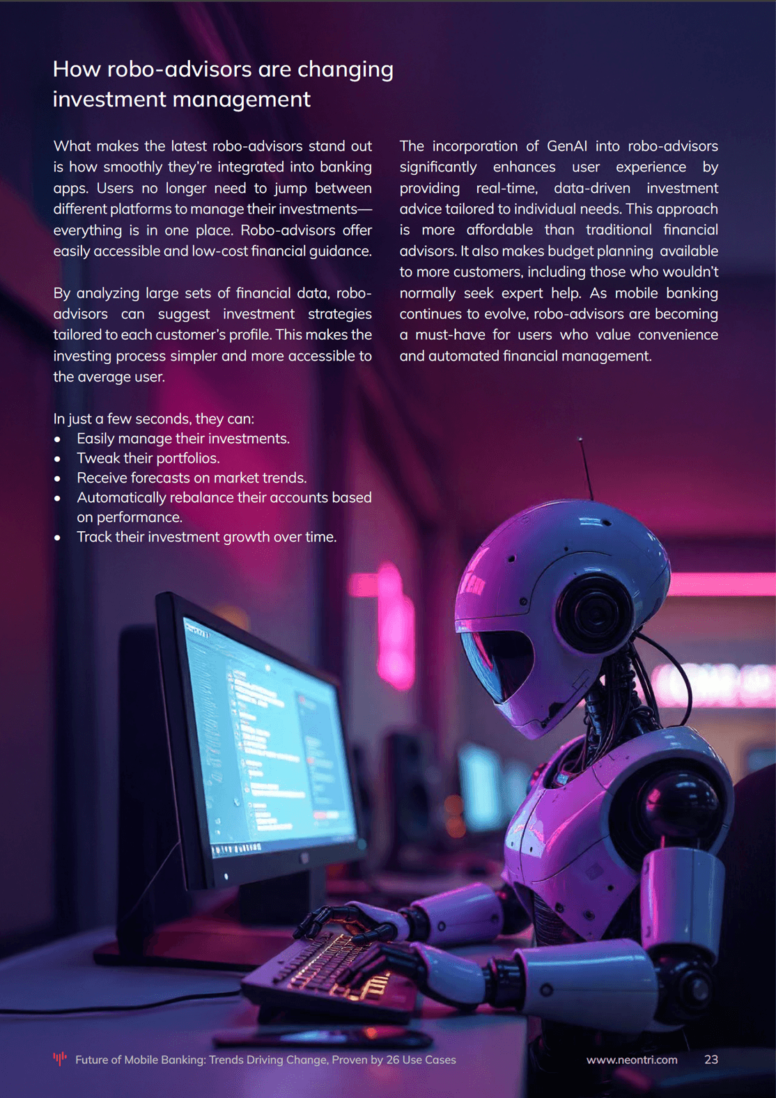 A robo-advisor is working on the computer