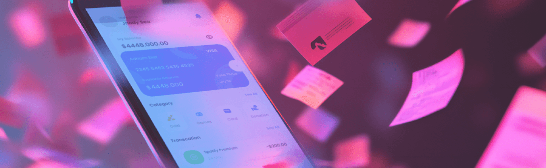 A mobile phone with a credit card