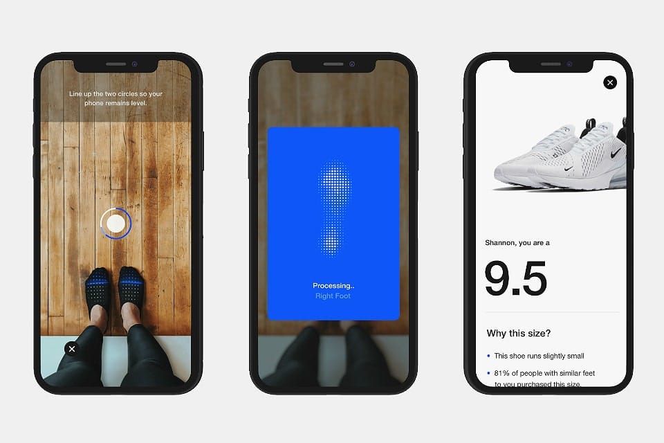 A Nike app that measures customers feet to advise the best size