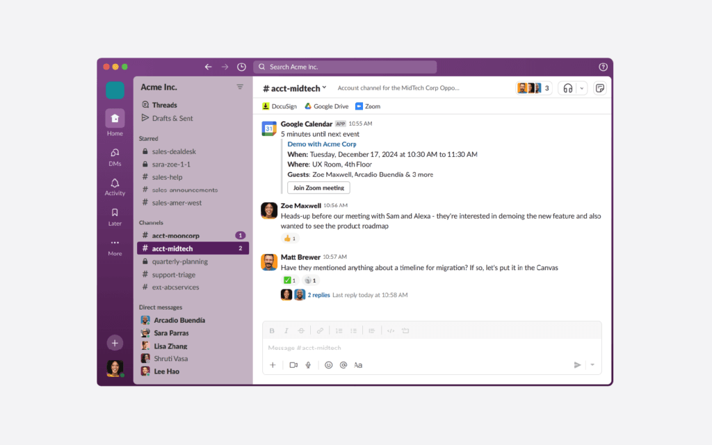 Slack screenshot