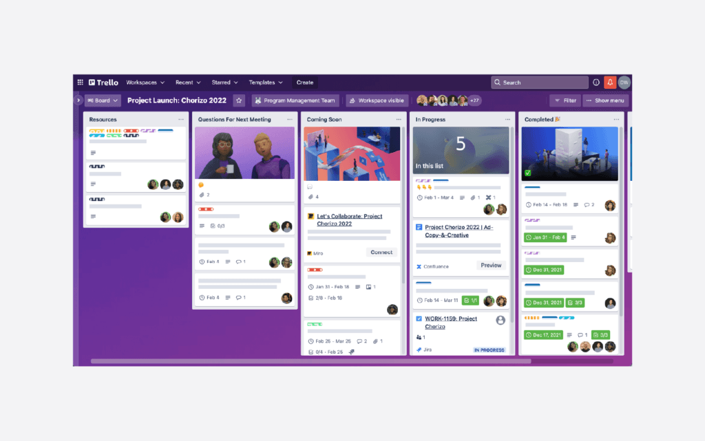 Trello dashboard screenshot