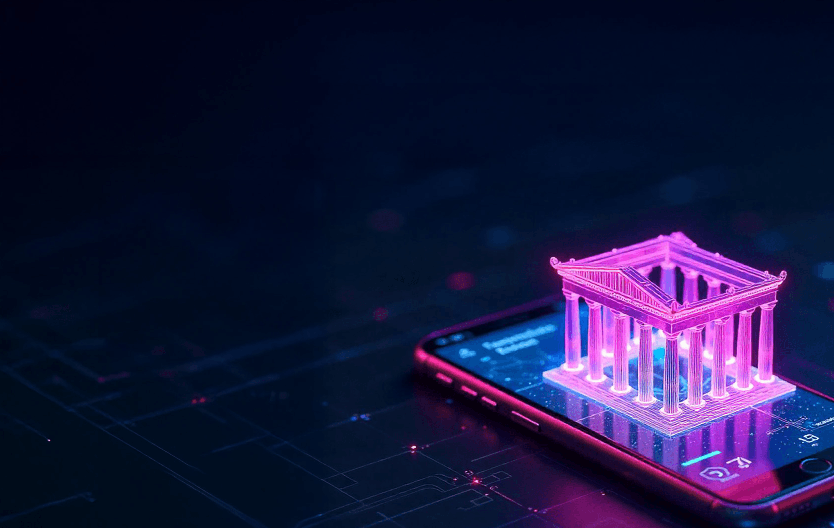 An office building on the mobile phone