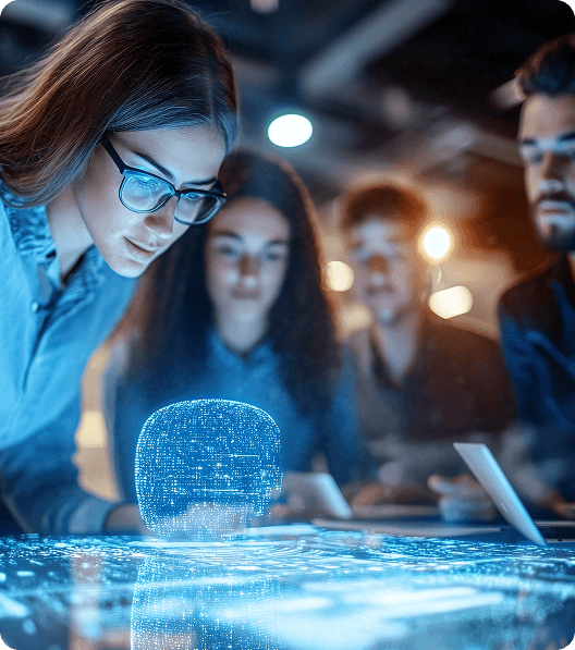 A group of young persons who are discussing generative AI