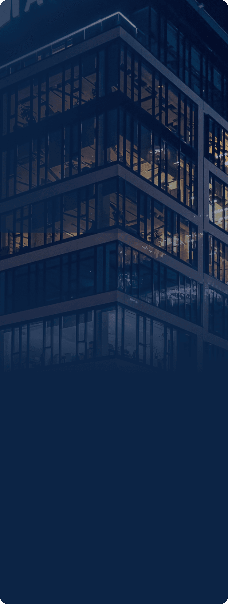 An office building in the evening