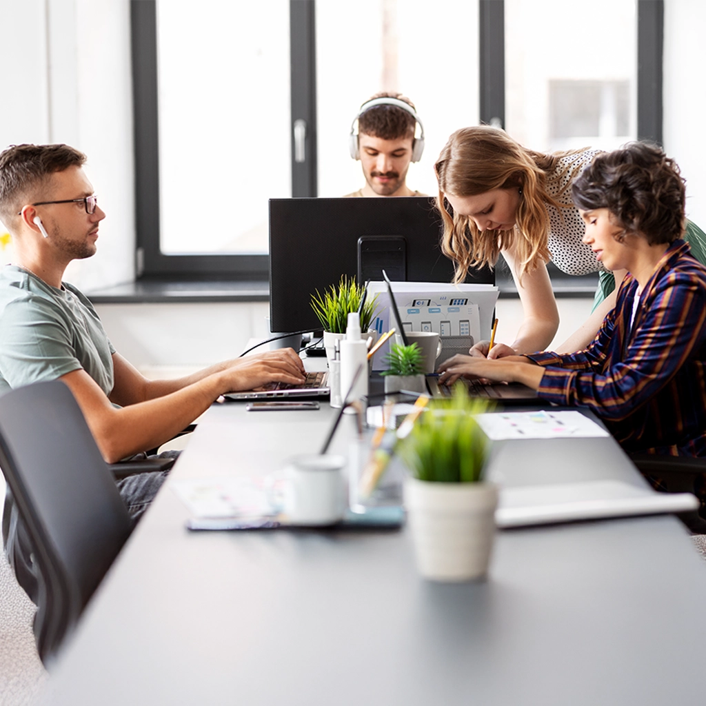 Engineers working on retail software solution