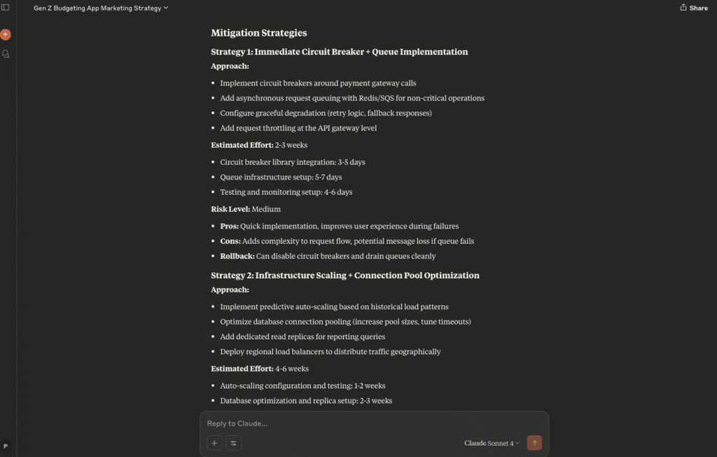 Claude's mitigation strategies to a technical problem