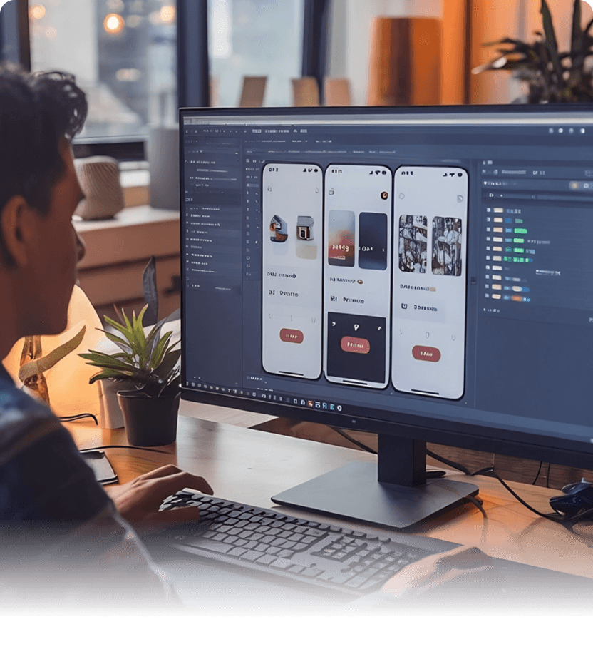 a young engineer is improving UX of a mobile application