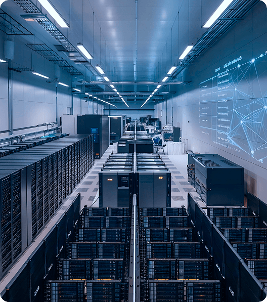 an enterprise hall with metal boxes