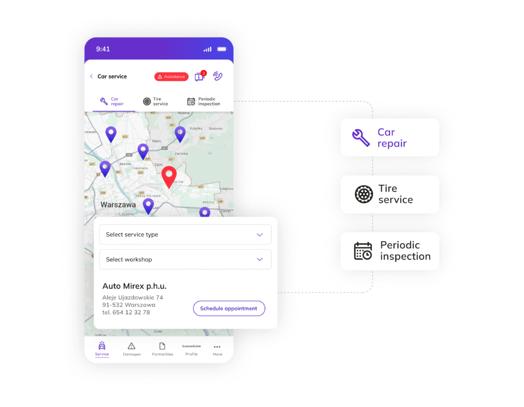 The mobile app where drivers can schedule mechanical service appointments and arrange seasonal or emergency tire replacements