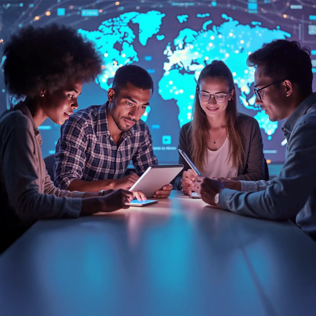 A team discussing offshore staff leasing services