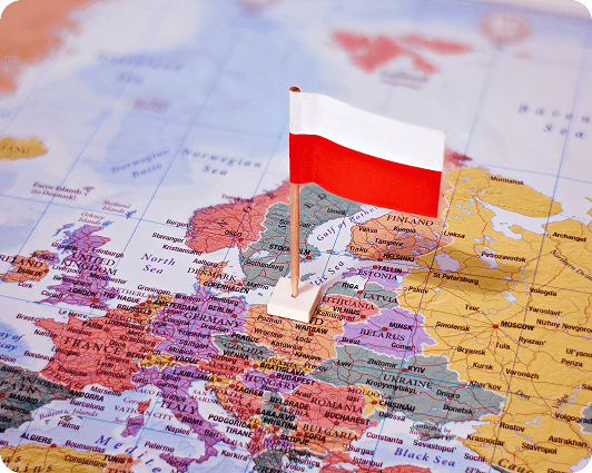 map and flag of poland
