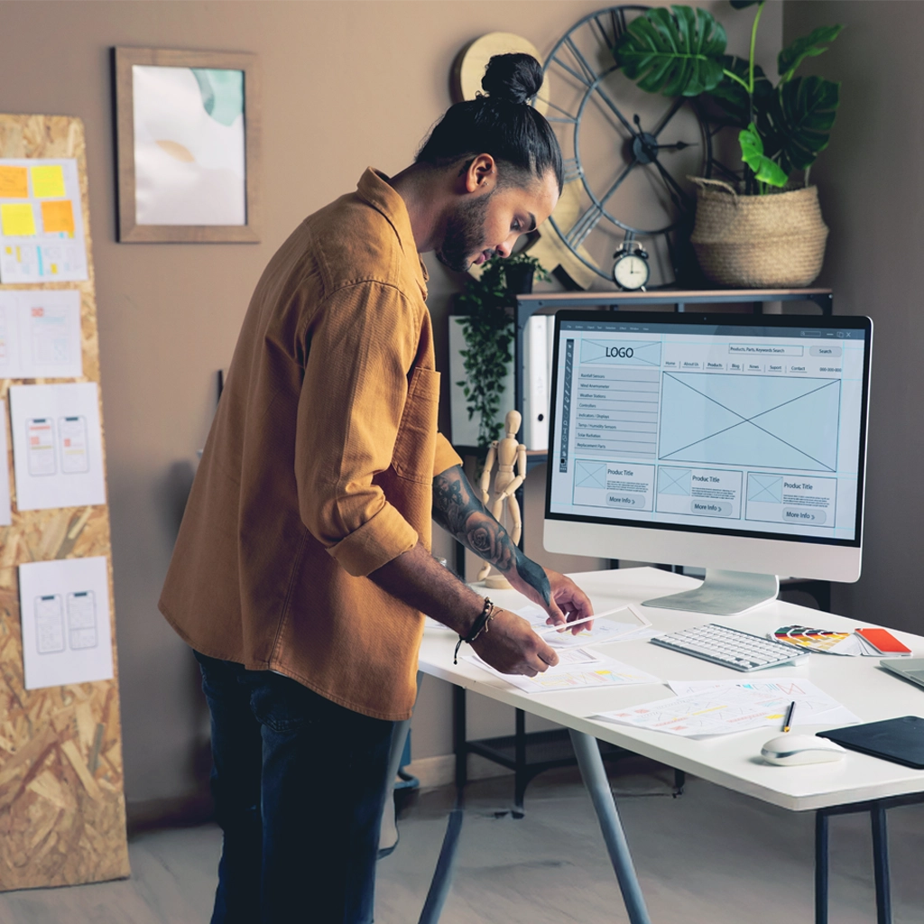A man building a custom web application
