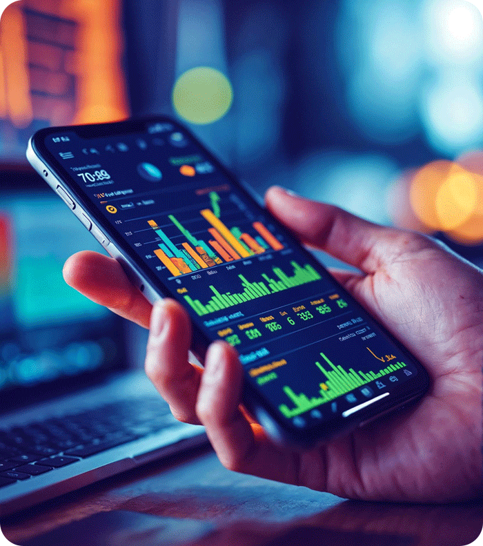mobile app with performance metrics