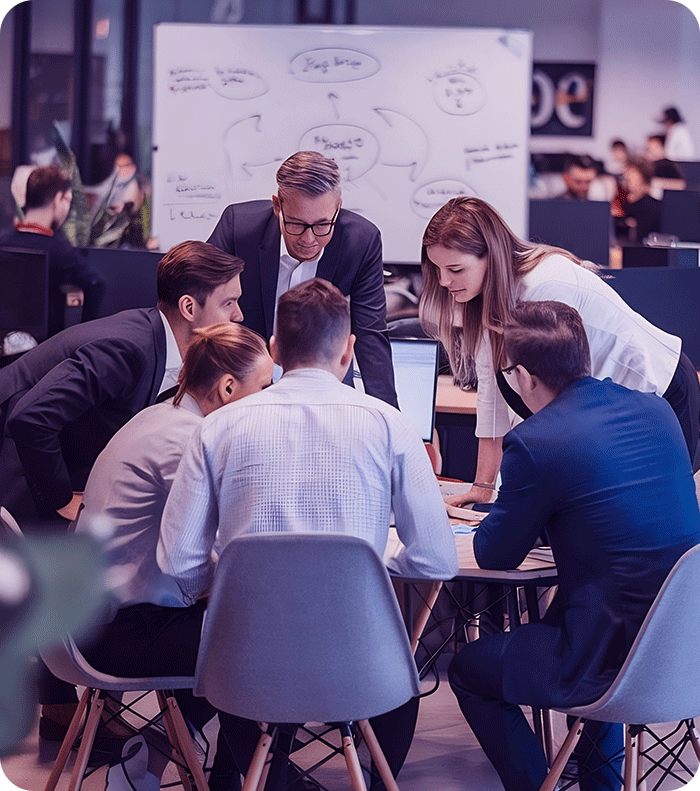 team working on the app