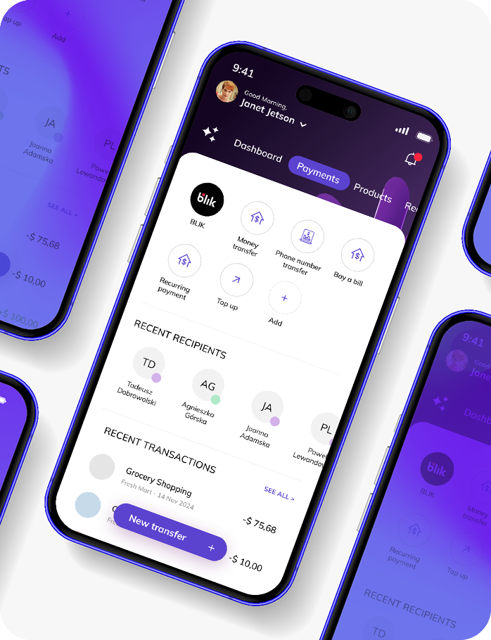 banking application mockup