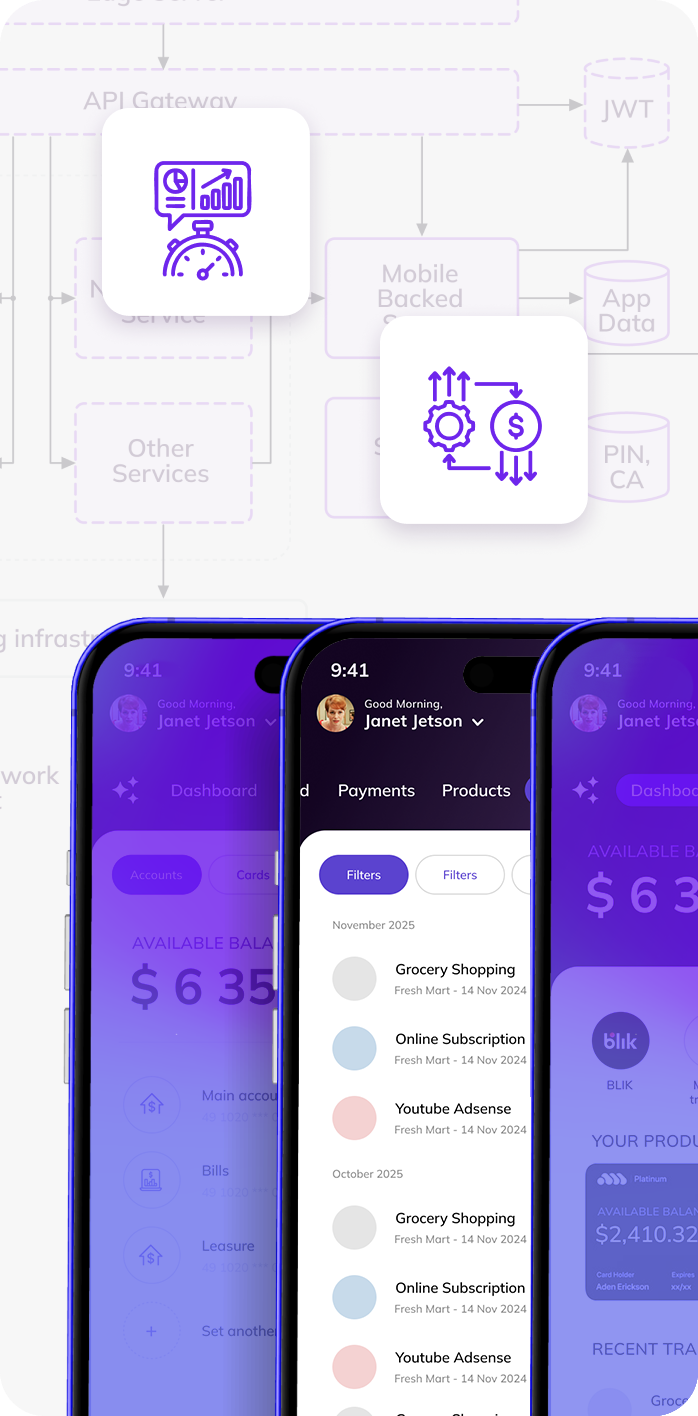 banking application overview mockup
