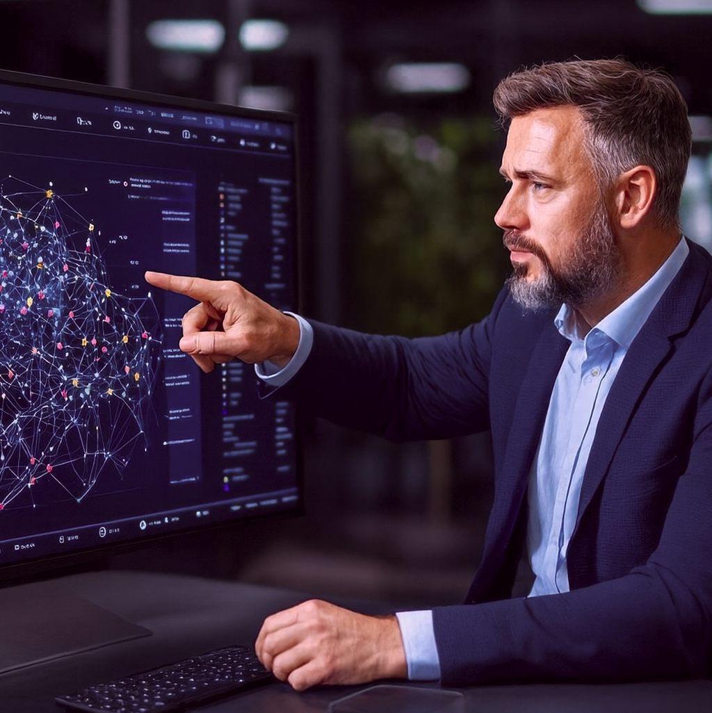male manager making ai based decision